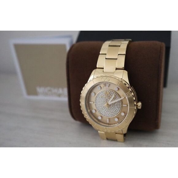 Michael Kors MK6911 Women Runway Three-Hand Gold-Tone Stainless Steel Watch $225 - Picture 9 of 11